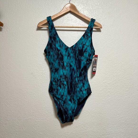 NWT TYR One Piece Swimsuit Green Removable Cups Size M - Picture 1 of 6